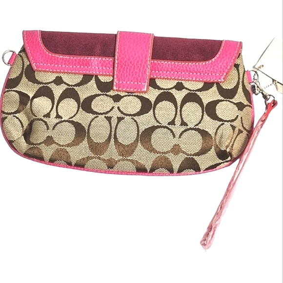 Coach crossbody mini bag signature monogram canvas and hot pink leather & suede - Picture 2 of 10